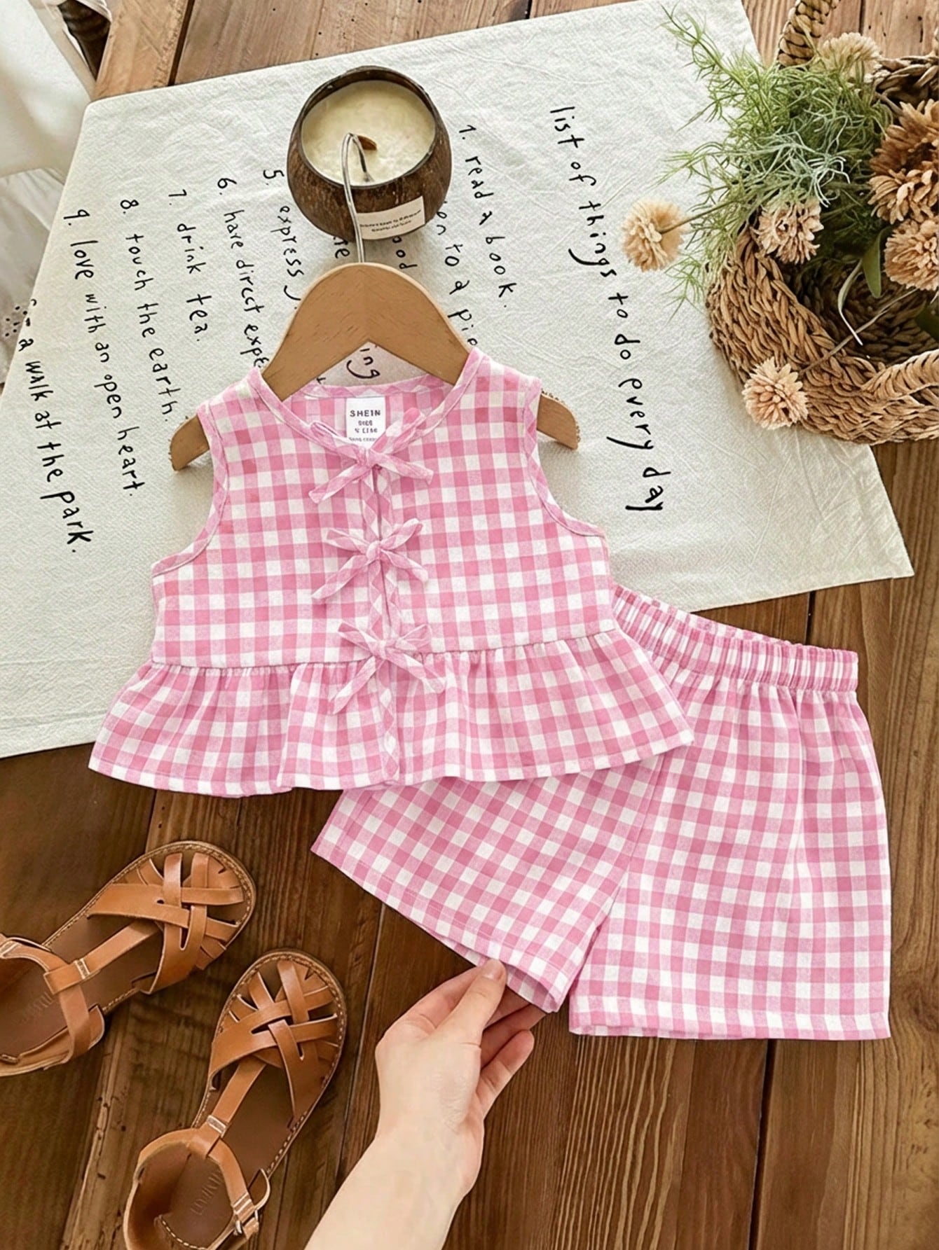 LMoss Kids Baby Girl Plaid Bow Decor Ruffle Hem Top And Shorts Cute Set, Baby Girl Party Vacation Red And White Plaid Summer Cute Funny Graphic