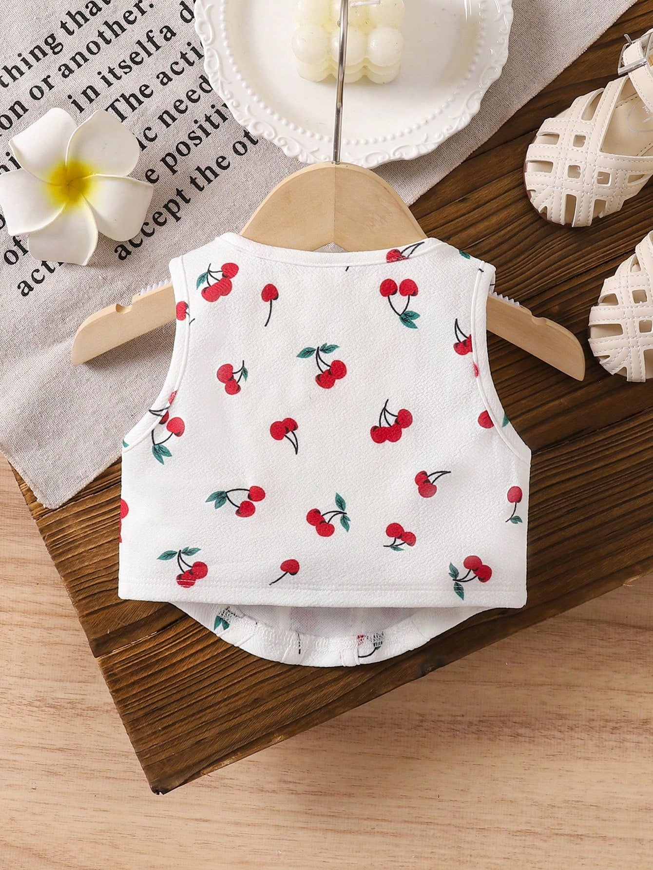 LMoss Kids Babygirl Summer Cute & Versatile Cherry Print Knit Camisole