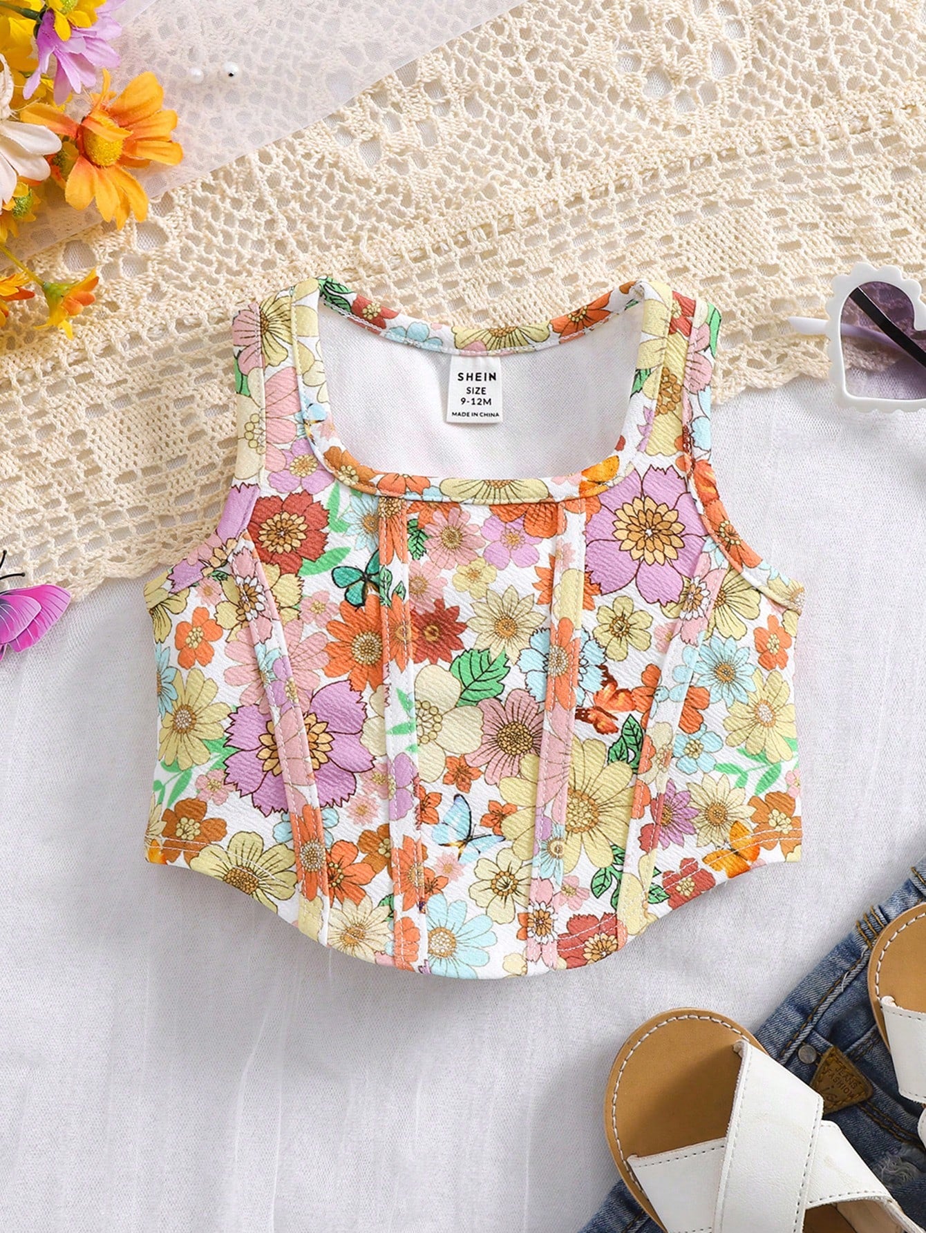 LMoss Kids Babygirl Summer Cute & Versatile Cherry Print Knit Camisole