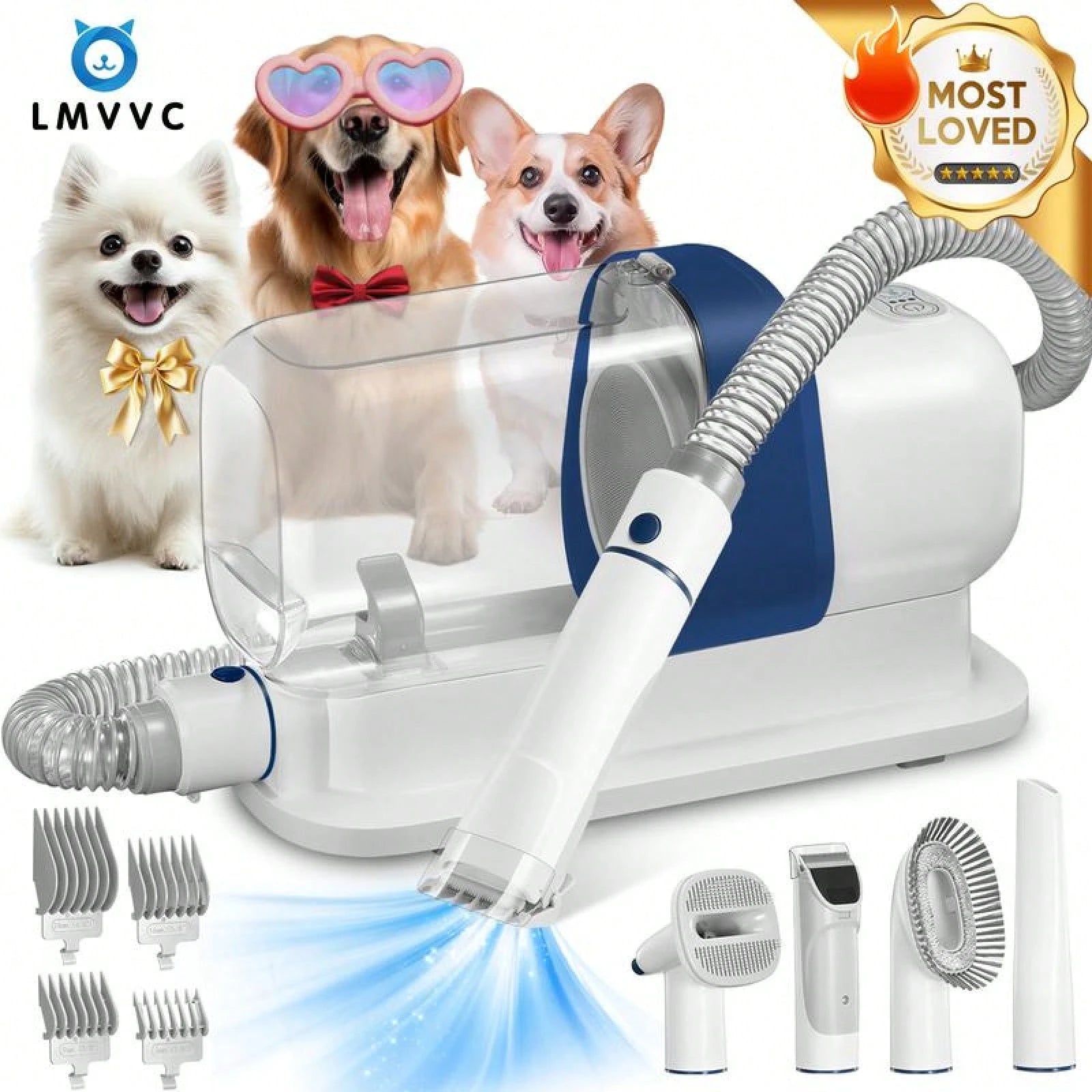 LMVVC Pet Grooming Kit With Vacuum For Dogs And Cats Groomer Tools Poodle Puppy Cleaning