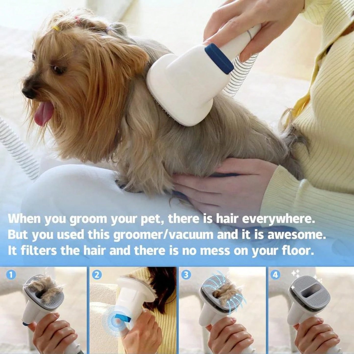 LMVVC Pet Grooming Kit With Vacuum For Dogs And Cats Groomer Tools Poodle Puppy Cleaning