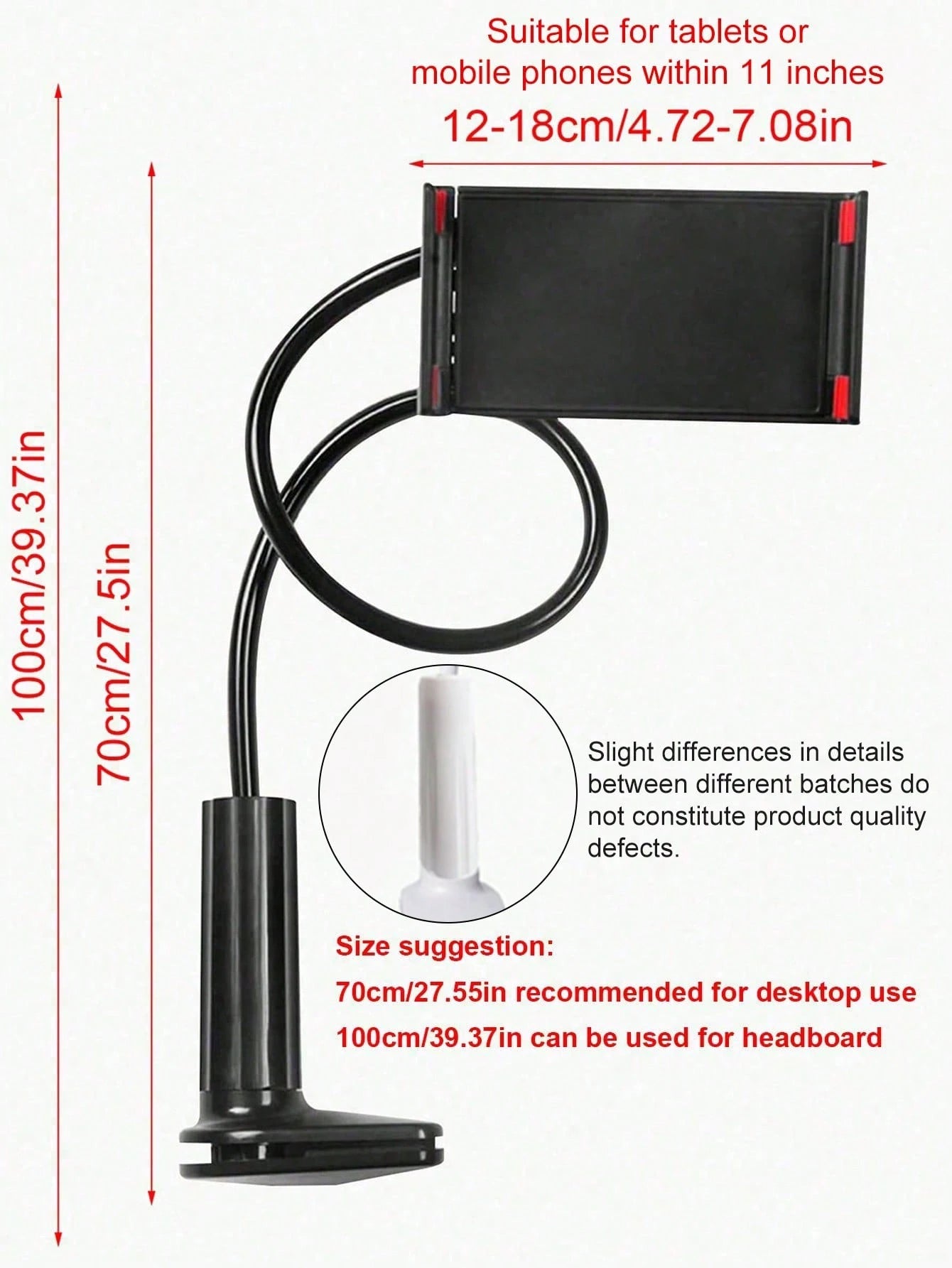 Long Arm Bed Tablet Holder With Flexible Gooseneck, Slouchy Bedside Clip Mount, Compatible With All 9/10/11/Pro/Air Series, Suitable For IPhone And Switch Game Console, Adjustable Phone Stand
