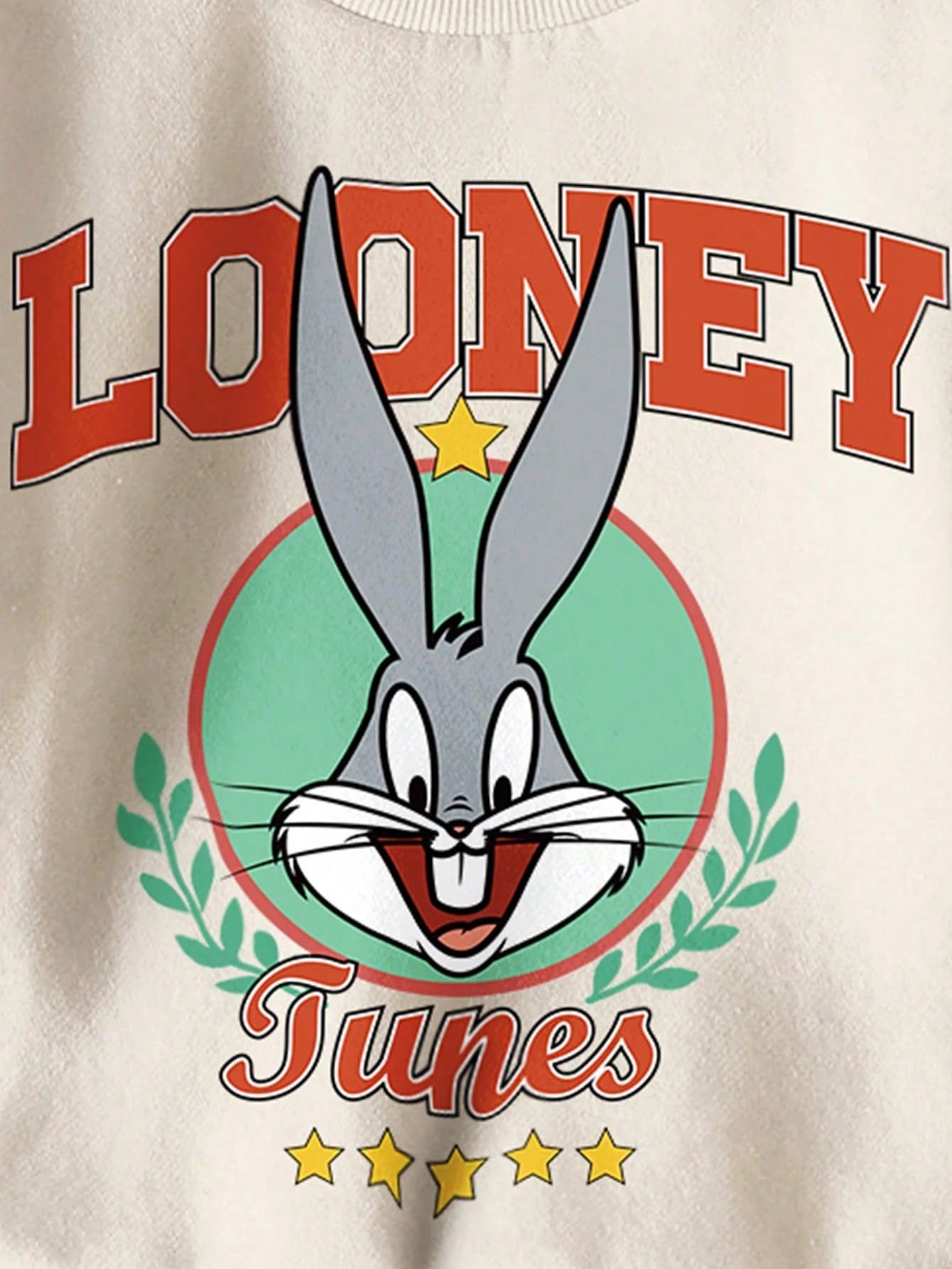 LOONEY TUNES X Young Boy Casual Fashionable Street Cartoon Letter Graphic Contrast Color Dropped Shoulder Loose Pullover Sweatshirt
