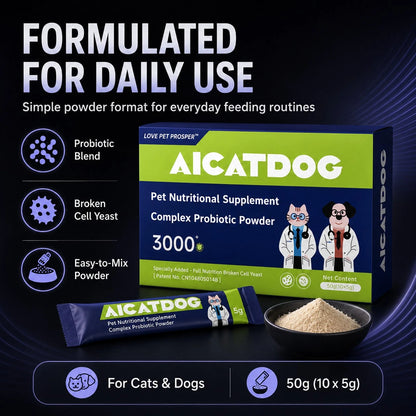 [LOVE PET PROSPER] Probiotic Powder, Daily Intestinal Care Supplement For Dogs And Cats,Nourishes Pet Intestines, Supports Pet Health, Daily Probiotic Supplement Suitable For All PetBreeds.