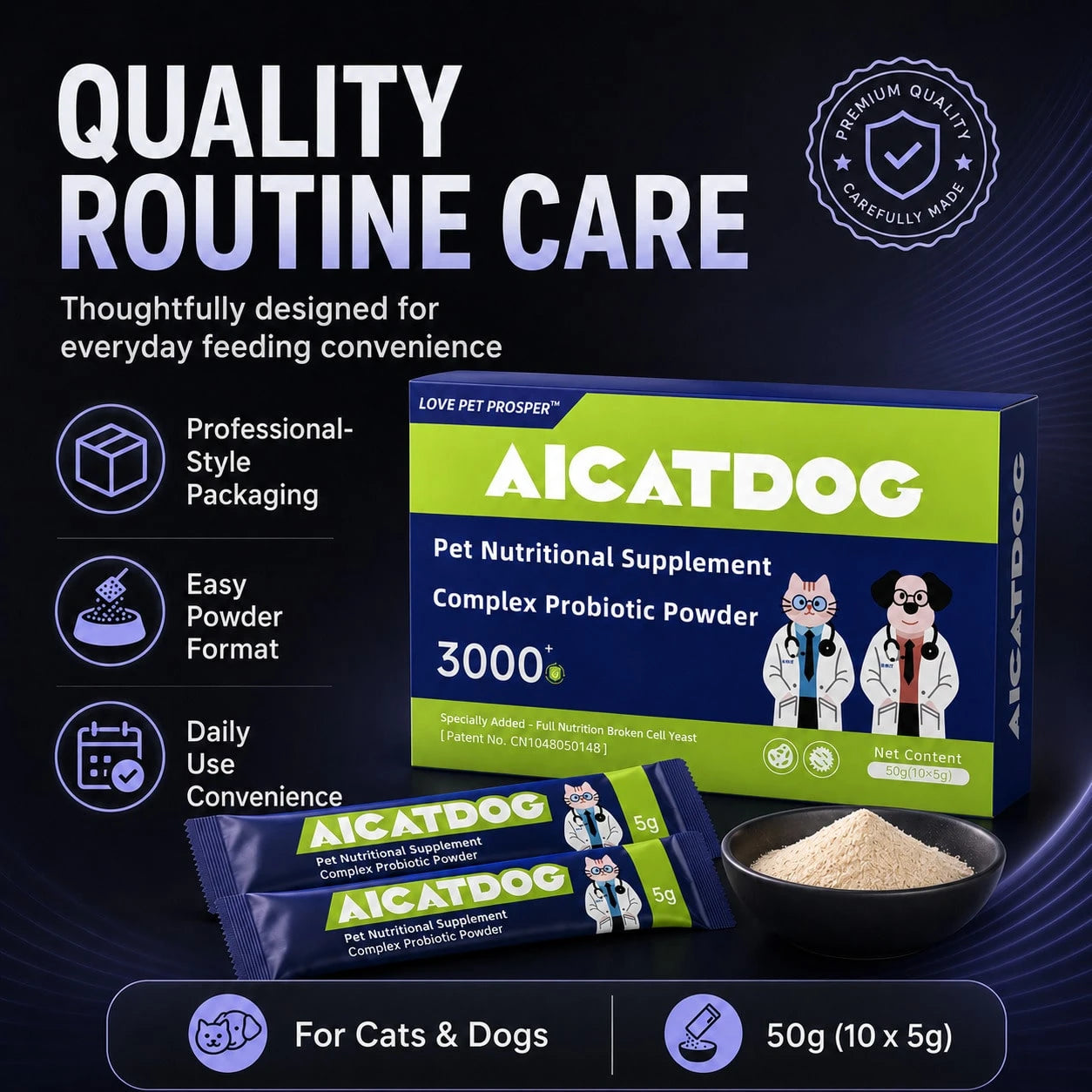 [LOVE PET PROSPER] Probiotic Powder, Daily Intestinal Care Supplement For Dogs And Cats,Nourishes Pet Intestines, Supports Pet Health, Daily Probiotic Supplement Suitable For All PetBreeds.