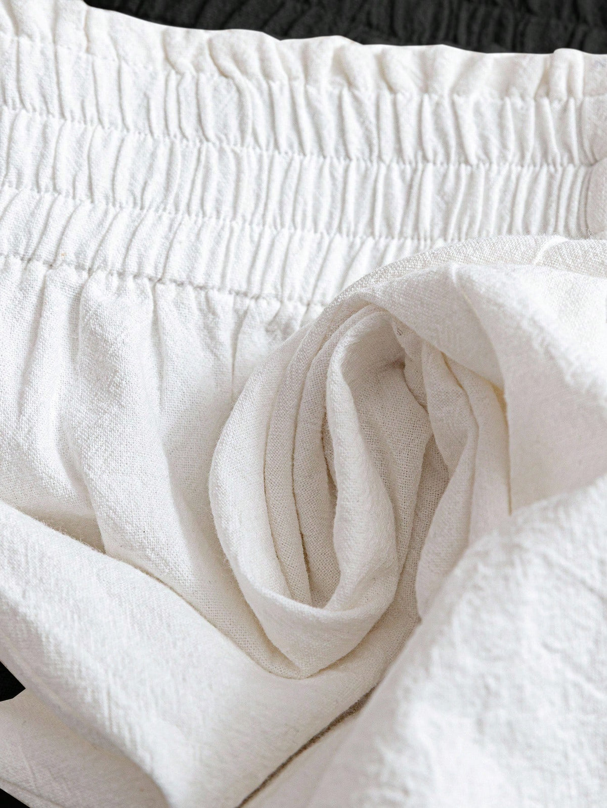 LUNE 3pcs Women's Casual Elastic Waist Shorts Set, Blue And White Striped Off-White Cotton Linen And Comfortable Fabric For Daily Wear, Spring/Summer Home