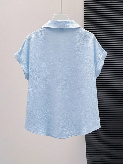 LUNE Women's Blouse, Women's Spring/Summer New Blouse, Summer, Women's Commuter Style Blouse, Casual Striped Loose Fit Button-Front Blouse, Fashion Casual Commuter Style Daily Casual Wear