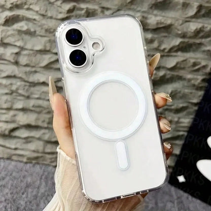 Luxury Magnetic Wireless Charge Case Compatible With IPhone 17 E 16 15 14 Plus 13 Pro Max 12 11 Mini Back Cover Transparent Cover