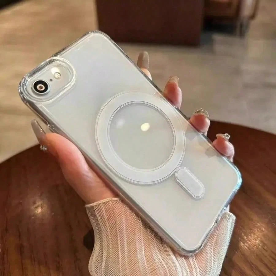 Luxury Magnetic Wireless Charge Case Compatible With IPhone 17 E 16 15 14 Plus 13 Pro Max 12 11 Mini Back Cover Transparent Cover