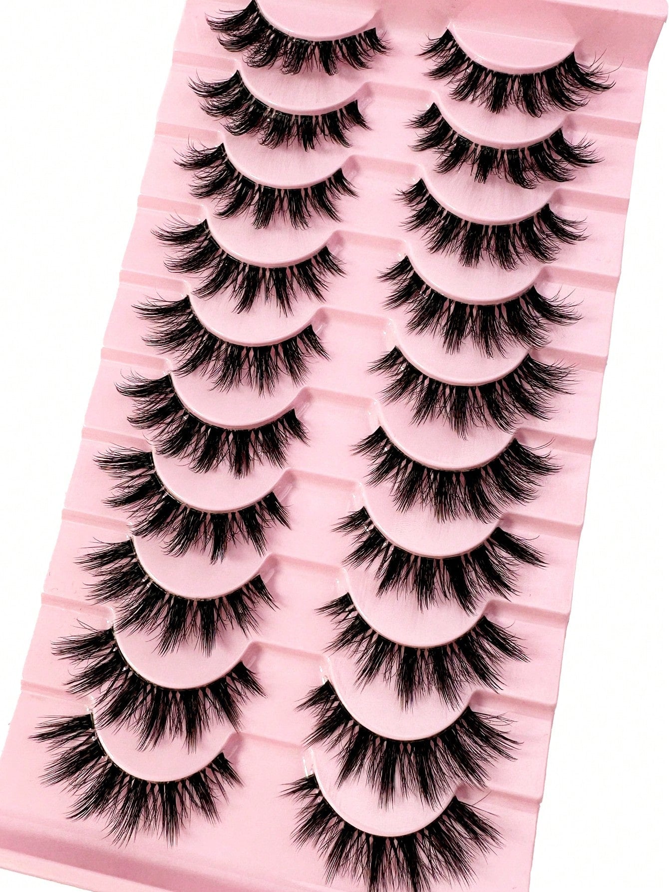 LYBCG 10 Pairs Natural Look False Eyelashes, Handmade Faux Mink Transparent Stem False Lashes, Lightweight & Reusable For Women's Daily Life Cosplay Manga Cat False Lashes Makeup And Work