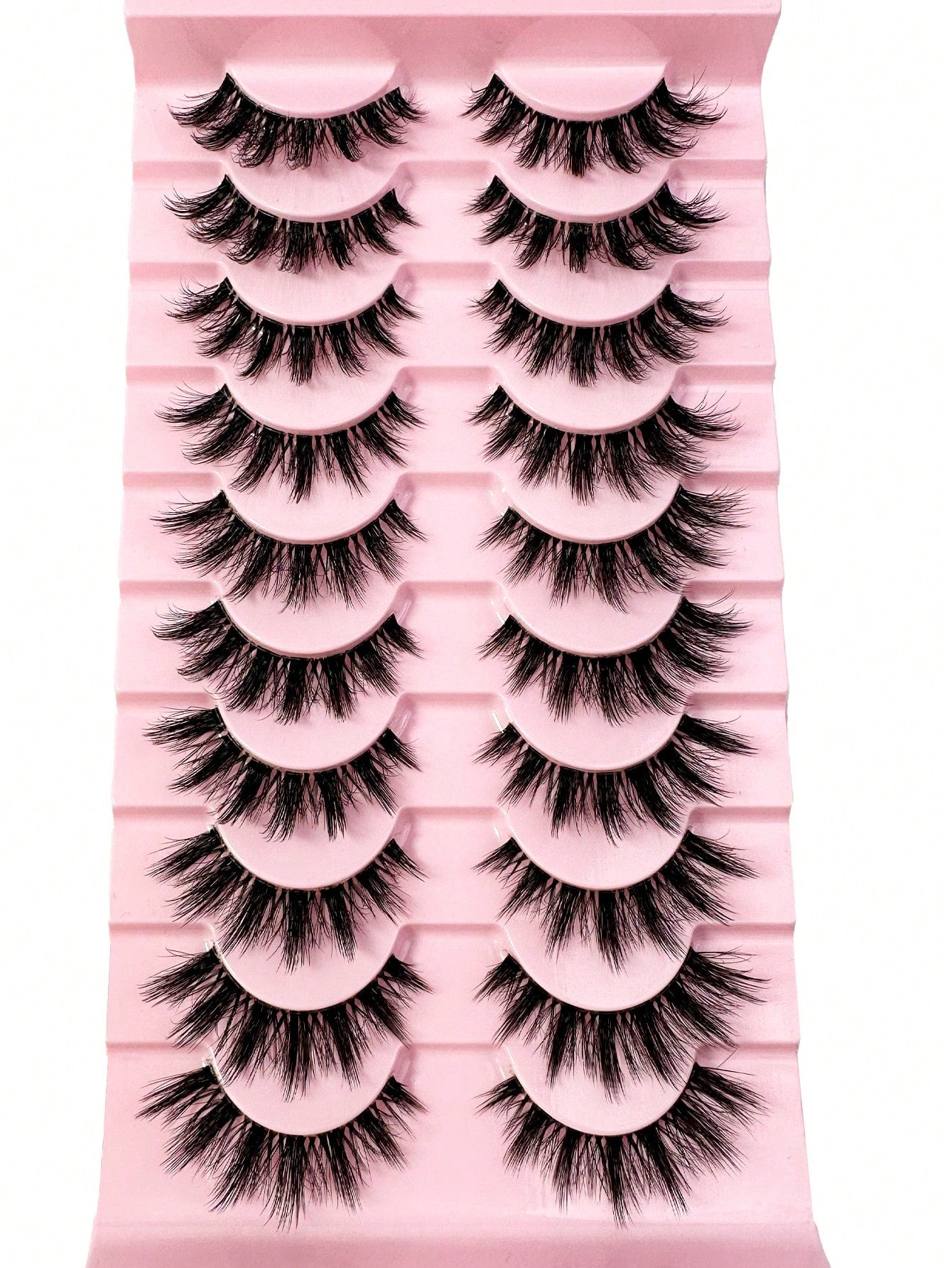 LYBCG 10 Pairs Natural Look False Eyelashes, Handmade Faux Mink Transparent Stem False Lashes, Lightweight & Reusable For Women's Daily Life Cosplay Manga Cat False Lashes Makeup And Work