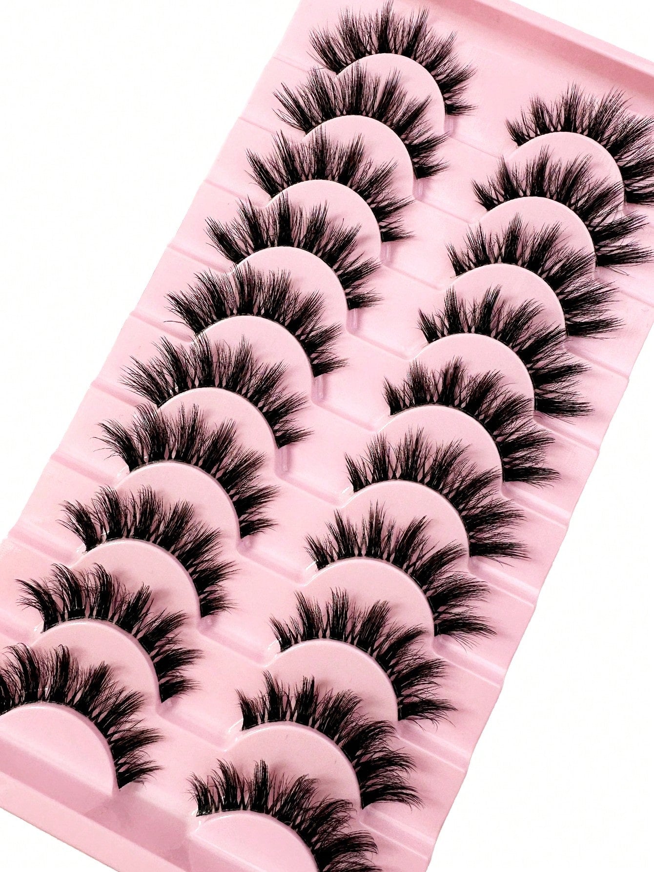 LYBCG 10 Pairs Natural Look False Eyelashes, Handmade Faux Mink Transparent Stem False Lashes, Lightweight & Reusable For Women's Daily Life Cosplay Manga Cat False Lashes Makeup And Work