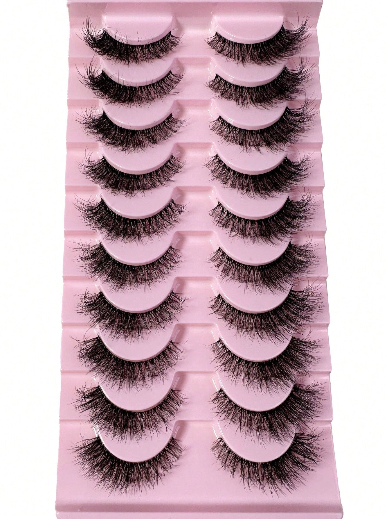 LYBCG 10 Pairs Natural Look False Eyelashes, Handmade Faux Mink Transparent Stem False Lashes, Lightweight & Reusable For Women's Daily Life Cosplay Manga Cat False Lashes Makeup And Work