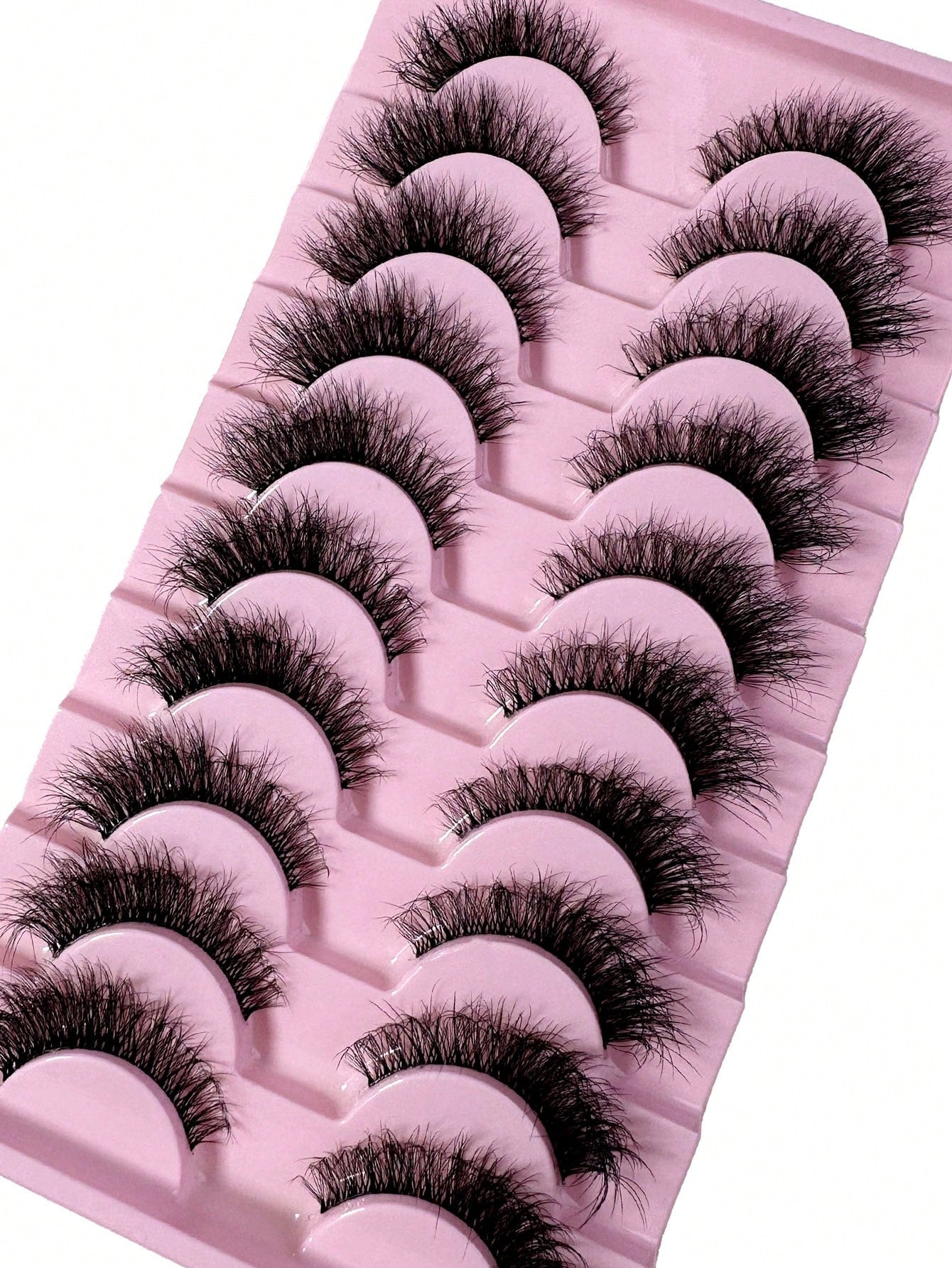 LYBCG 10 Pairs Natural Look False Eyelashes, Handmade Faux Mink Transparent Stem False Lashes, Lightweight & Reusable For Women's Daily Life Cosplay Manga Cat False Lashes Makeup And Work