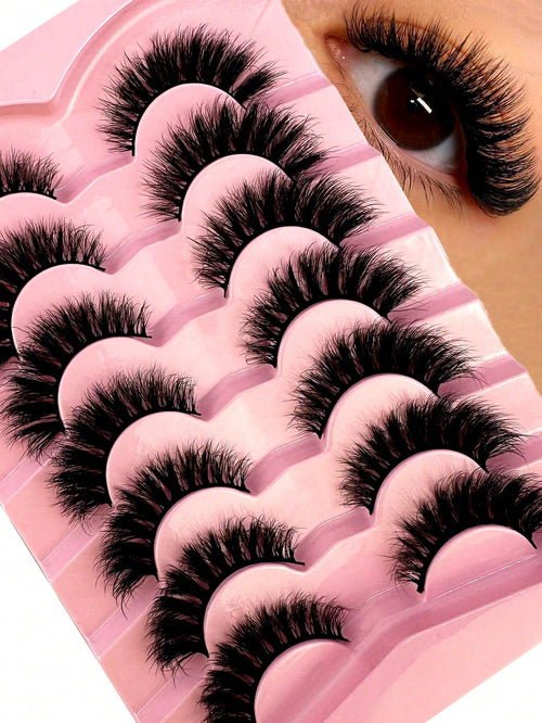 LYBCG Hot 7 Pairs Of Cosplay Manga Cat Eye 3d Mink Fur False Eyelashes, Soft, Fine, Natural & Reusable Falsies For Thick & Lengthening