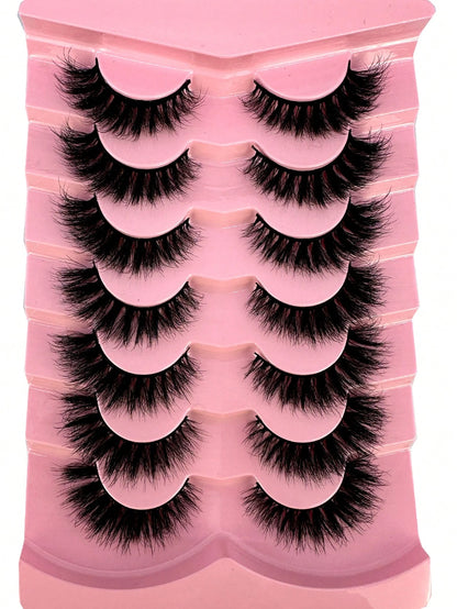 LYBCG Hot 7 Pairs Of Cosplay Manga Cat Eye 3d Mink Fur False Eyelashes, Soft, Fine, Natural & Reusable Falsies For Thick & Lengthening