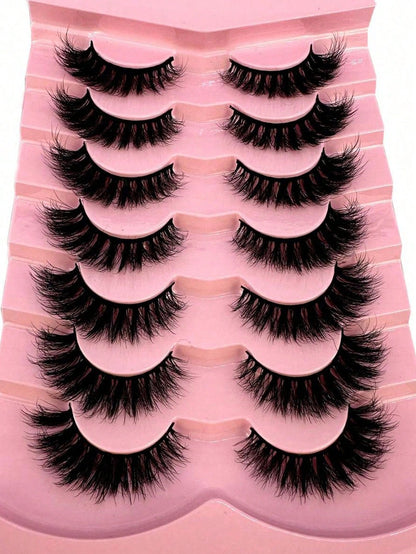LYBCG Hot 7 Pairs Of Cosplay Manga Cat Eye 3d Mink Fur False Eyelashes, Soft, Fine, Natural & Reusable Falsies For Thick & Lengthening