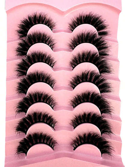 LYBCG Hot 7 Pairs Of Cosplay Manga Cat Eye 3d Mink Fur False Eyelashes, Soft, Fine, Natural & Reusable Falsies For Thick & Lengthening