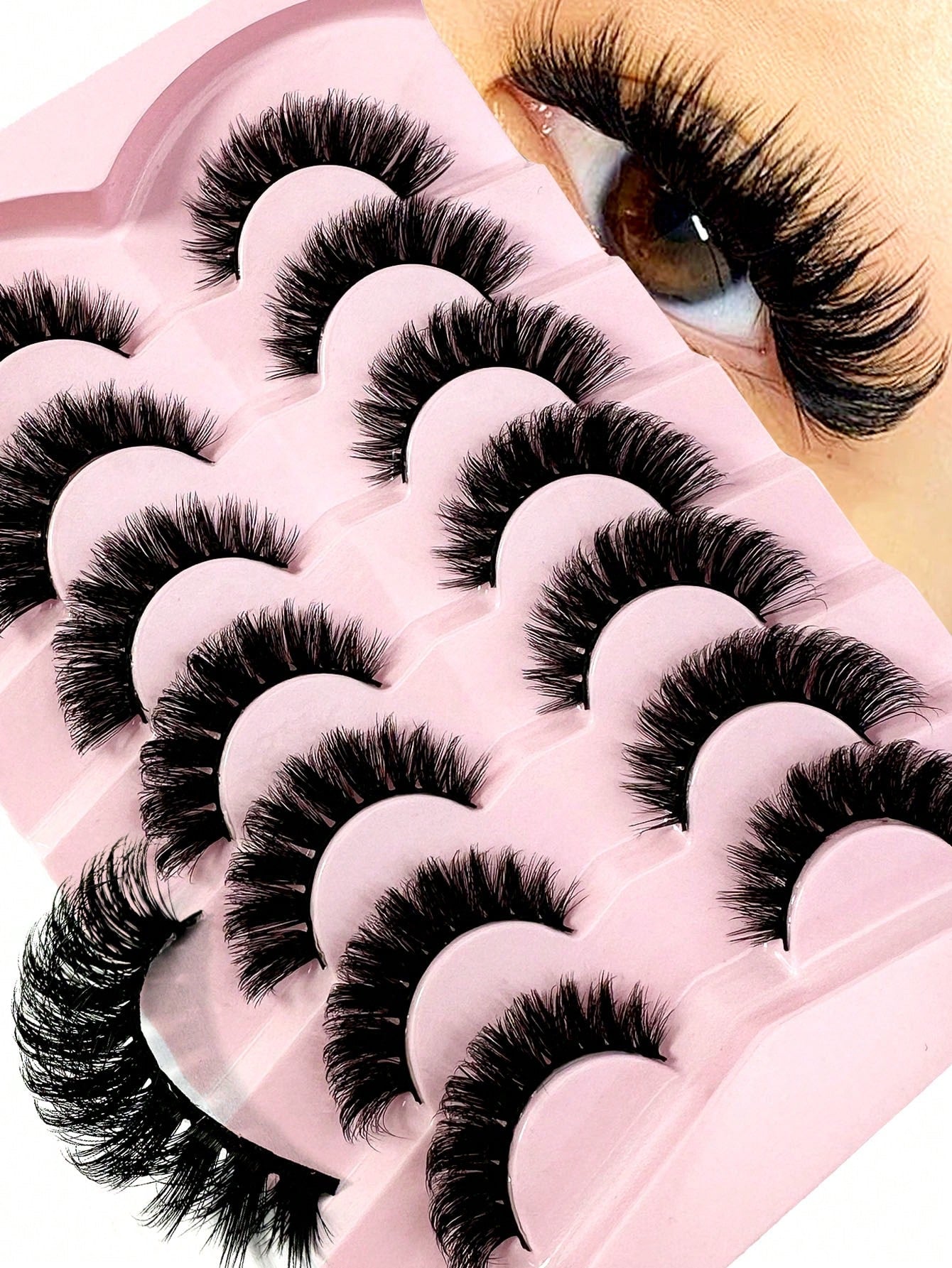 LYBCG Hot 7 Pairs Of Cosplay Manga Cat Eye 3d Mink Fur False Eyelashes, Soft, Fine, Natural & Reusable Falsies For Thick & Lengthening