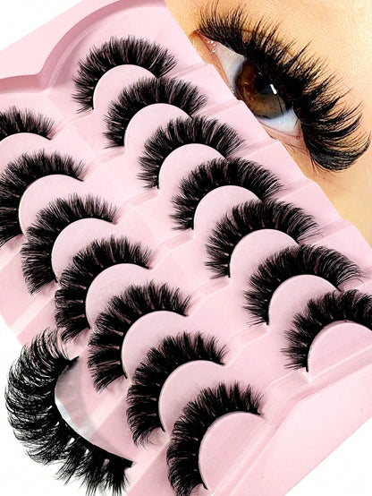 LYBCG Hot 7 Pairs Of Cosplay Manga Cat Eye 3d Mink Fur False Eyelashes, Soft, Fine, Natural & Reusable Falsies For Thick & Lengthening