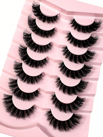 LYBCG Hot 7 Pairs Of Cosplay Manga Cat Eye 3d Mink Fur False Eyelashes, Soft, Fine, Natural & Reusable Falsies For Thick & Lengthening
