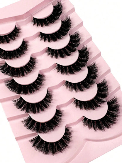 LYBCG Hot 7 Pairs Of Cosplay Manga Cat Eye 3d Mink Fur False Eyelashes, Soft, Fine, Natural & Reusable Falsies For Thick & Lengthening