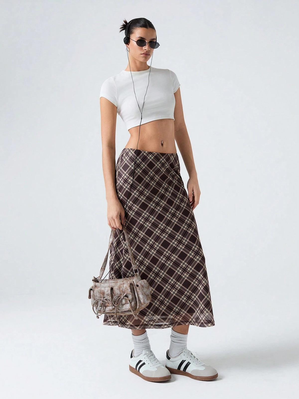 LYSMO Ladies' Plaid Mesh Skirt
