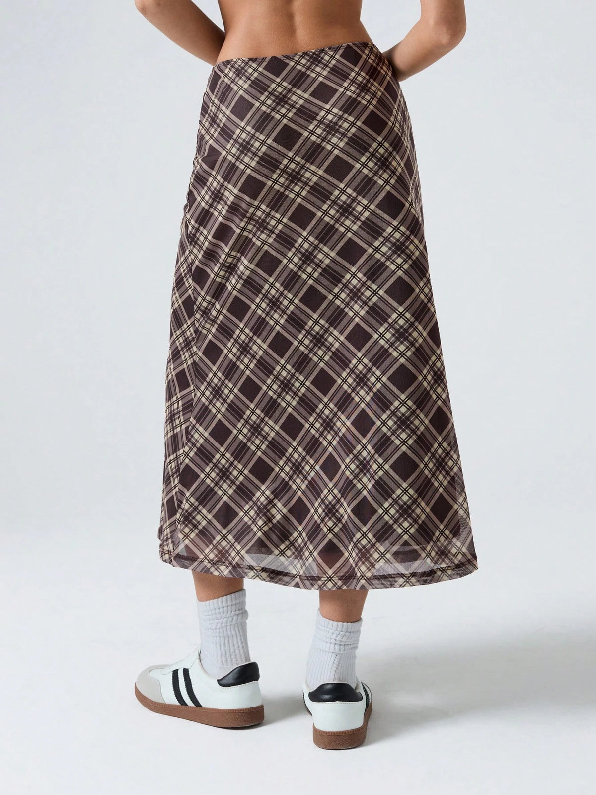 LYSMO Ladies' Plaid Mesh Skirt