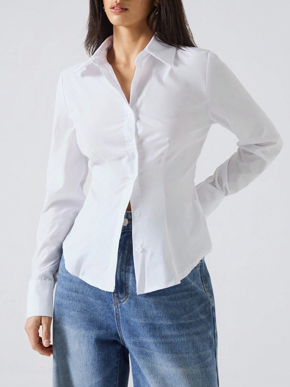 LYSMO Solid Color Long Sleeve Shirt,Long Sleeve Tops