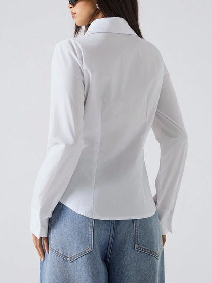 LYSMO Solid Color Long Sleeve Shirt,Long Sleeve Tops