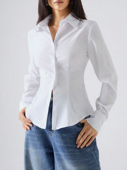 LYSMO Solid Color Long Sleeve Shirt,Long Sleeve Tops