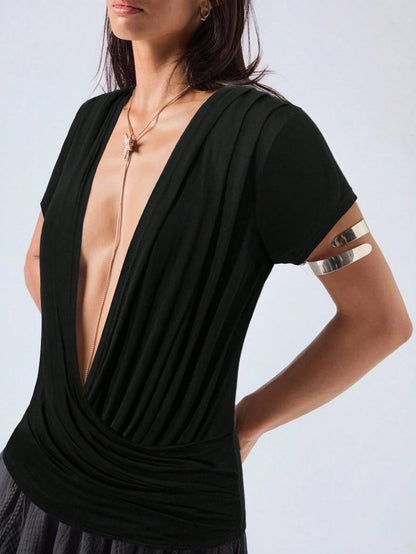 LYSMO Women's Solid Color Deep V-Neck Sexy Camisole