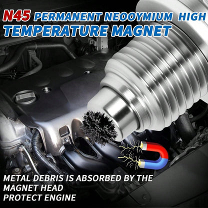 M14x15 Magnetic Oil Drain Plug, 5PCS Aluminum Sealing Washers, Stainless Steel Oil Pan Drain, Universal Leak-Proof Replacement, Suitable For Various Vehicle Models, Motorcycles, Boats