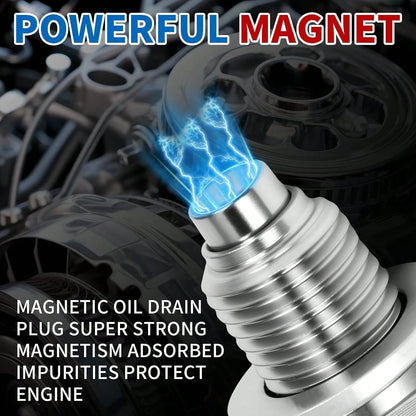M14x15 Magnetic Oil Drain Plug, 5PCS Aluminum Sealing Washers, Stainless Steel Oil Pan Drain, Universal Leak-Proof Replacement, Suitable For Various Vehicle Models, Motorcycles, Boats