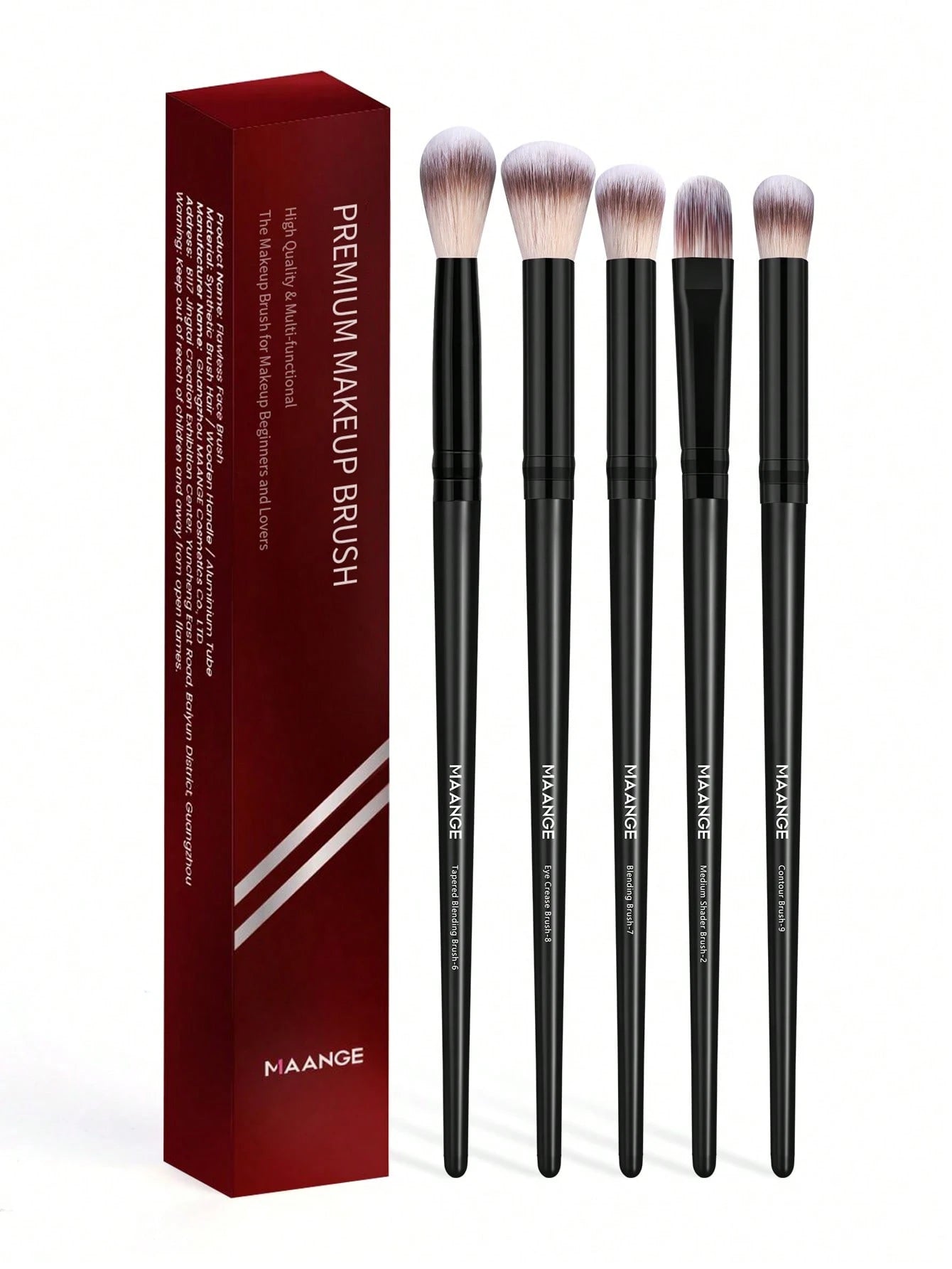 MAANGE 5pcs Professional Eye Makeup Brush Set, Including Eyeshadow Brush, Eyebrow Brush, Blending Brush, Eyeliner Brush, Portable, Ideal For Travel. Also A Great Gift For Women And Girls.