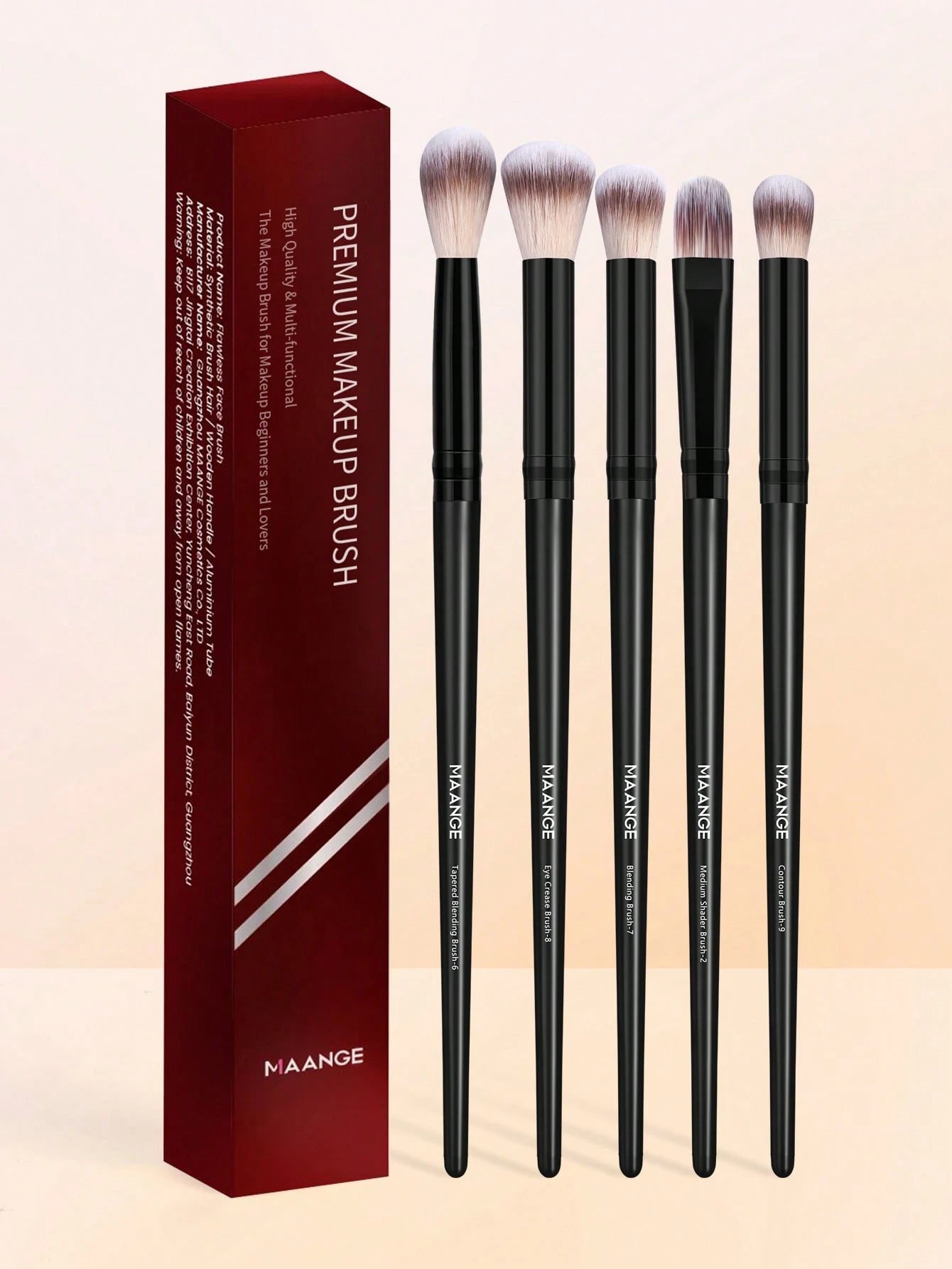 MAANGE 5pcs Professional Eye Makeup Brush Set, Including Eyeshadow Brush, Eyebrow Brush, Blending Brush, Eyeliner Brush, Portable, Ideal For Travel. Also A Great Gift For Women And Girls.