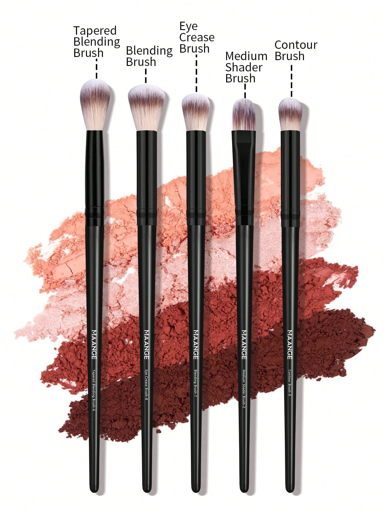 MAANGE 5pcs Professional Eye Makeup Brush Set, Including Eyeshadow Brush, Eyebrow Brush, Blending Brush, Eyeliner Brush, Portable, Ideal For Travel. Also A Great Gift For Women And Girls.