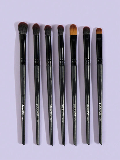 MAANGE 5pcs Professional Eye Makeup Brush Set, Including Eyeshadow Brush, Eyebrow Brush, Blending Brush, Eyeliner Brush, Portable, Ideal For Travel. Also A Great Gift For Women And Girls.