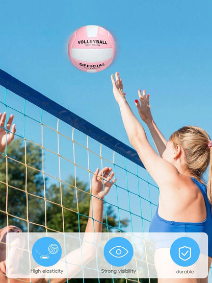 Macaron Dual-Color Size 5 Official Volleyball, Soft PU Touch, High Elasticity Durable, Leak-Proof Inflatable Volleyball, Suitable For Beach, Camping, Seaside Vacation, Backyard, Group Sports, Indoor D