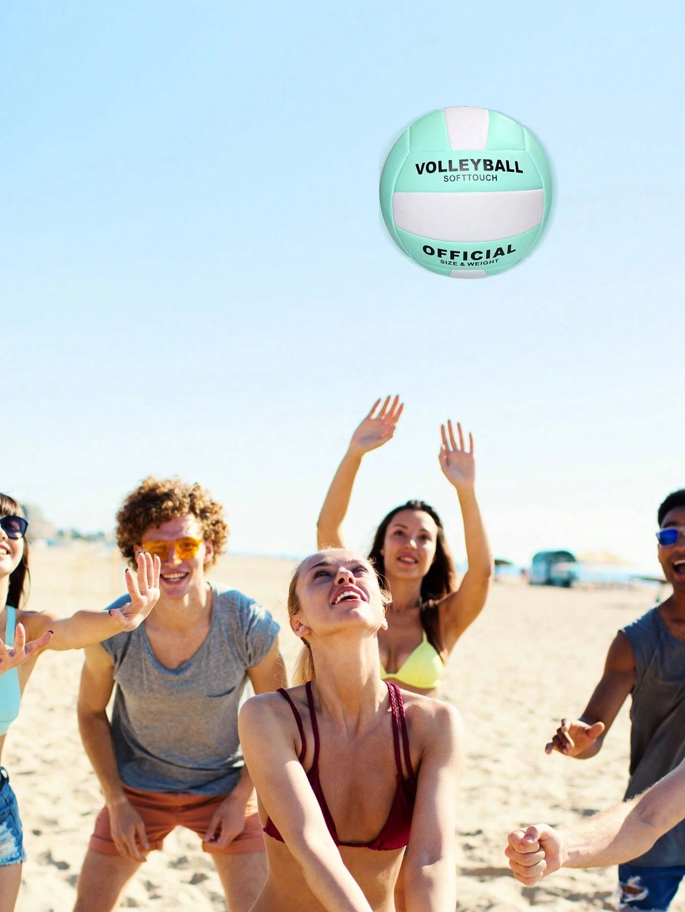 Macaron Dual-Color Size 5 Official Volleyball, Soft PU Touch, High Elasticity Durable, Leak-Proof Inflatable Volleyball, Suitable For Beach, Camping, Seaside Vacation, Backyard, Group Sports, Indoor D