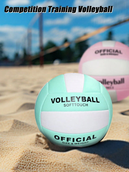 Macaron Dual-Color Size 5 Official Volleyball, Soft PU Touch, High Elasticity Durable, Leak-Proof Inflatable Volleyball, Suitable For Beach, Camping, Seaside Vacation, Backyard, Group Sports, Indoor D