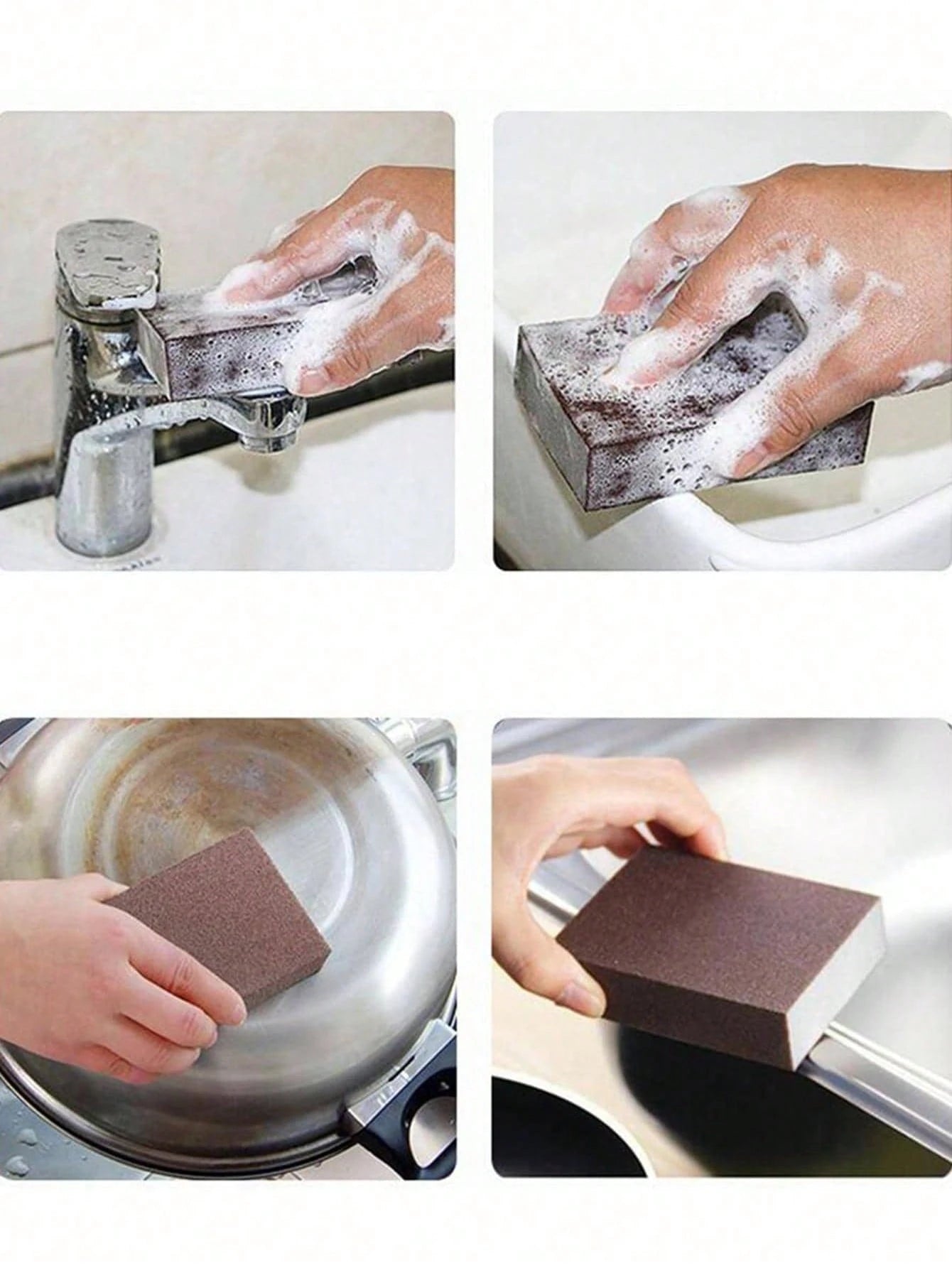 Magic Sponge Scouring Block, Abrasive Rust Removal Cleaning Brush, Descaling Cleaning Pad, For Kitchen, Bathroom, Home, Household