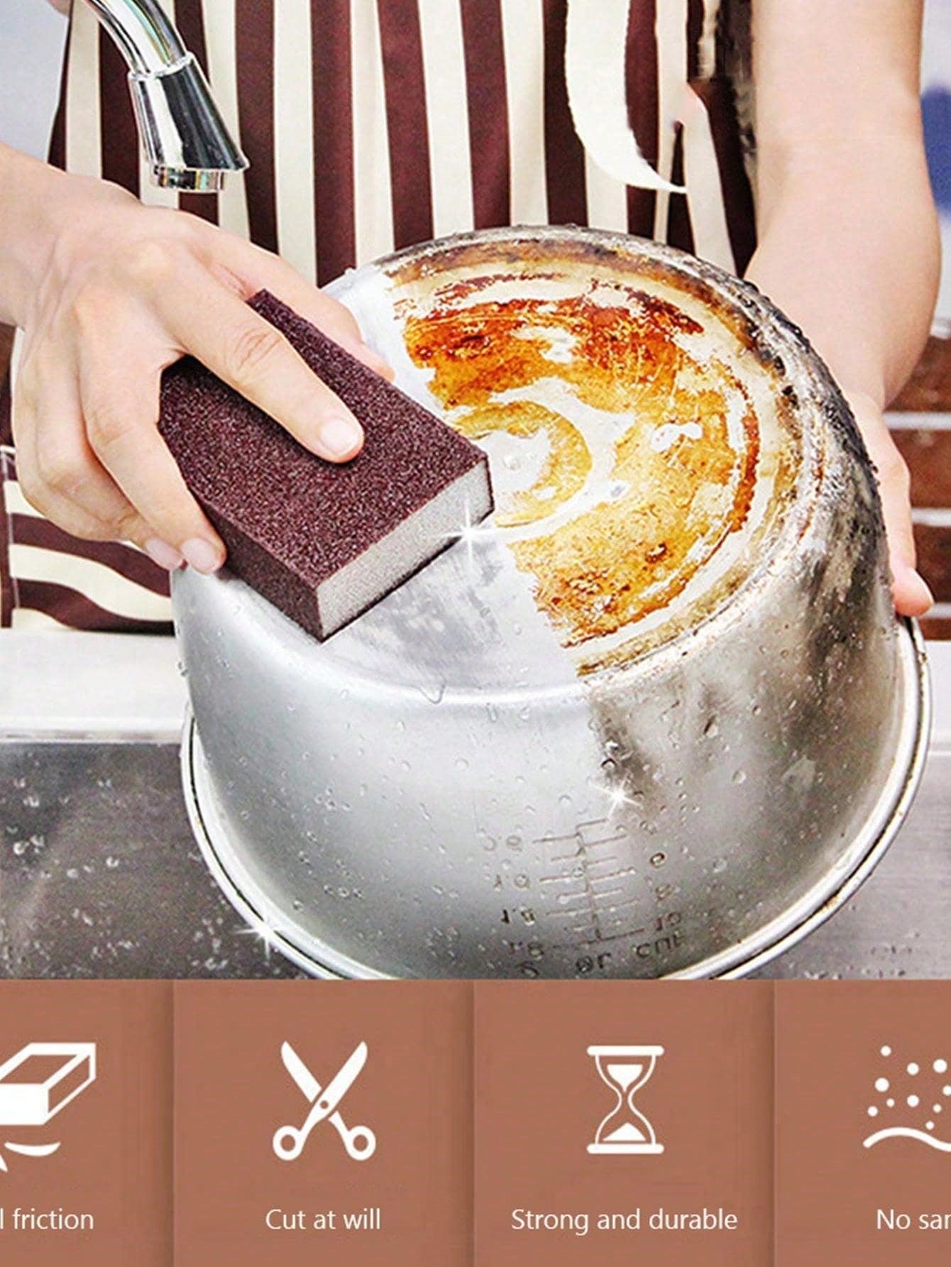 Magic Sponge Scouring Block, Abrasive Rust Removal Cleaning Brush, Descaling Cleaning Pad, For Kitchen, Bathroom, Home, Household