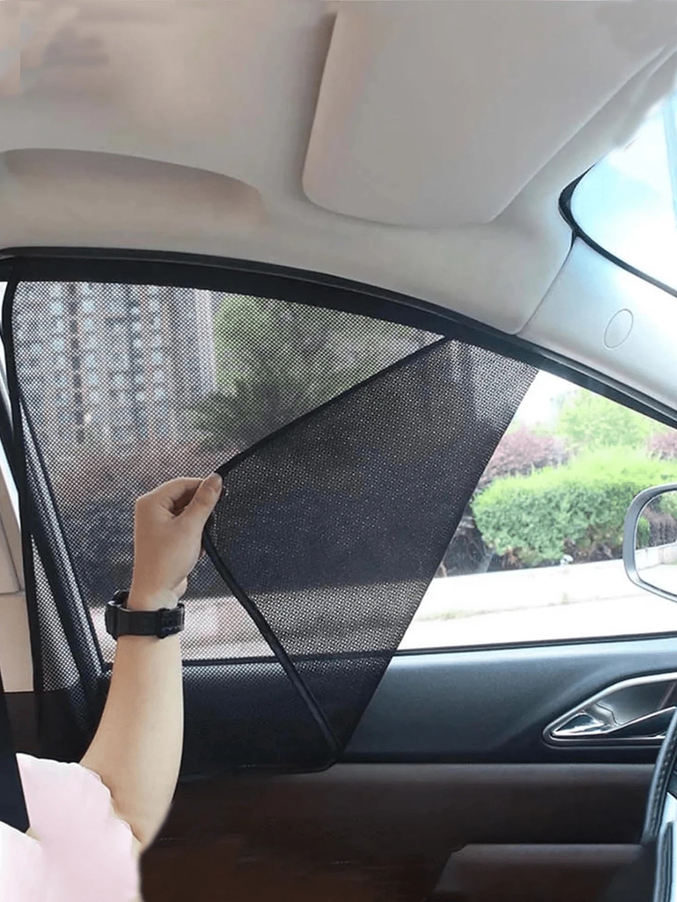 Magnetic Car Sun Shade, Non-Automatic Retractable Interior Sun Blocker, Heat Insulation Front Windshield & Side Window Curtain, Car Sun Shade Magnetic Mesh With Openings