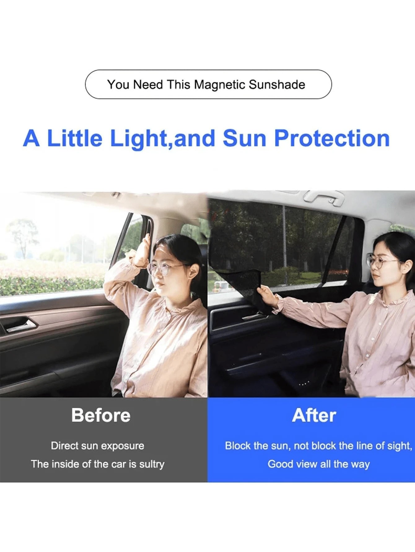 Magnetic Car Sun Shade, Non-Automatic Retractable Interior Sun Blocker, Heat Insulation Front Windshield & Side Window Curtain, Car Sun Shade Magnetic Mesh With Openings