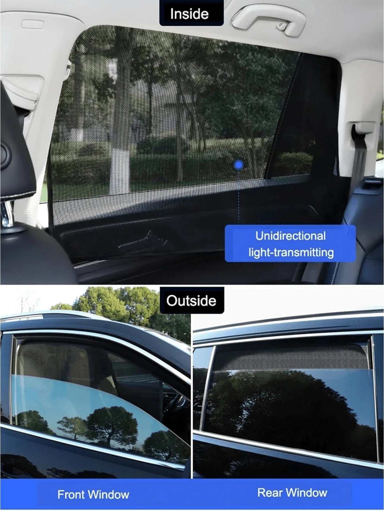 Magnetic Car Sun Shade, Non-Automatic Retractable Interior Sun Blocker, Heat Insulation Front Windshield & Side Window Curtain, Car Sun Shade Magnetic Mesh With Openings