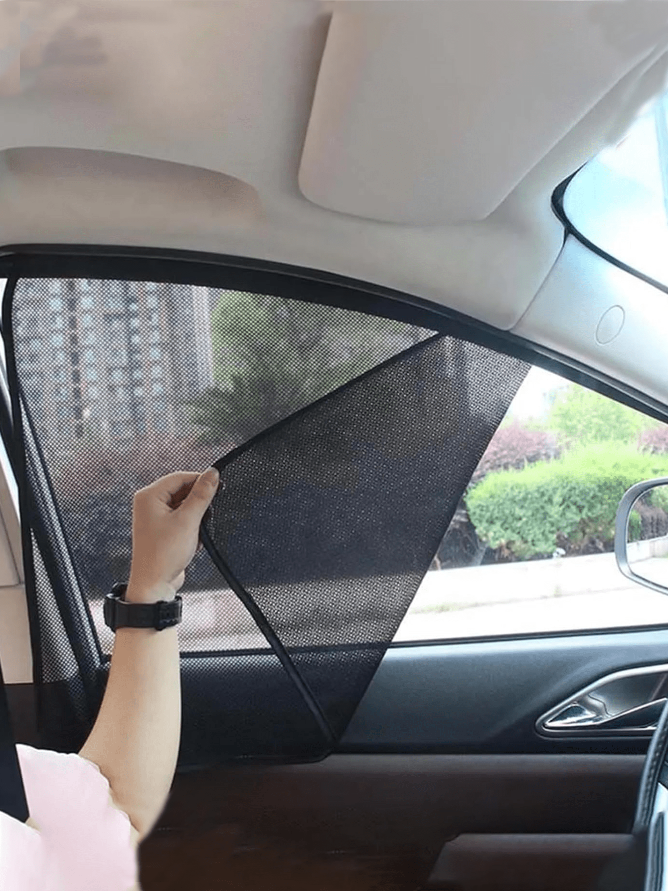 Magnetic Car Sun Shade, Non-Automatic Retractable Interior Sun Blocker, Heat Insulation Front Windshield & Side Window Curtain, Car Sun Shade Magnetic Mesh With Openings