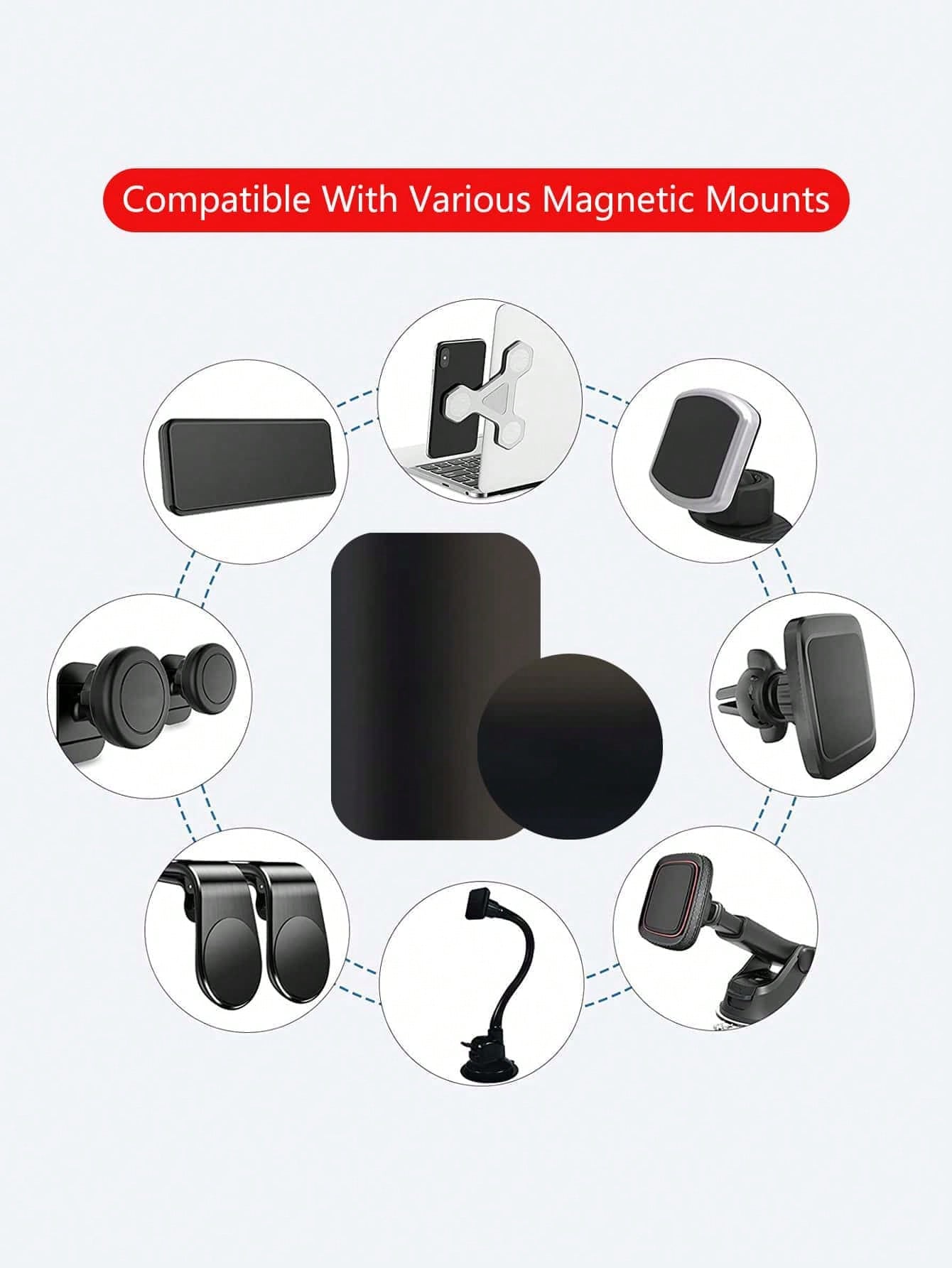 Magnetic Phone Mount Metal Plate, Stainless Steel Adhesive Iron Sheet For Car Phone Holder, Universal Magnetic Sticker For Phone Case, Dashboard, Vent Mount Accessories