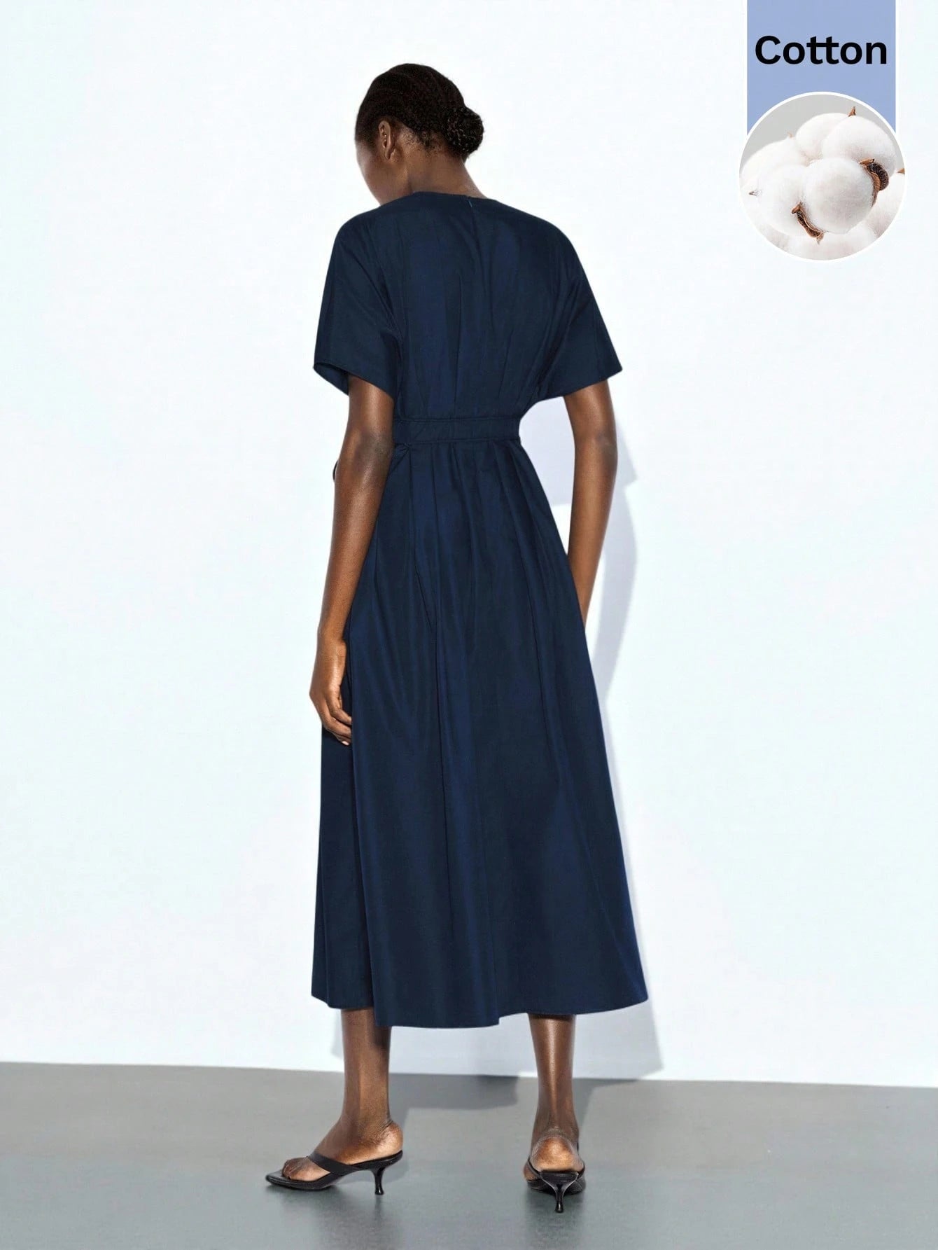 MAIJA Summer Beach Office Teachers' Day Brunch Tea Party Floral Smocked Ruffle Hem Flowy Maxi Dress Women's Clothing Elegant Minimalist Navy Blue