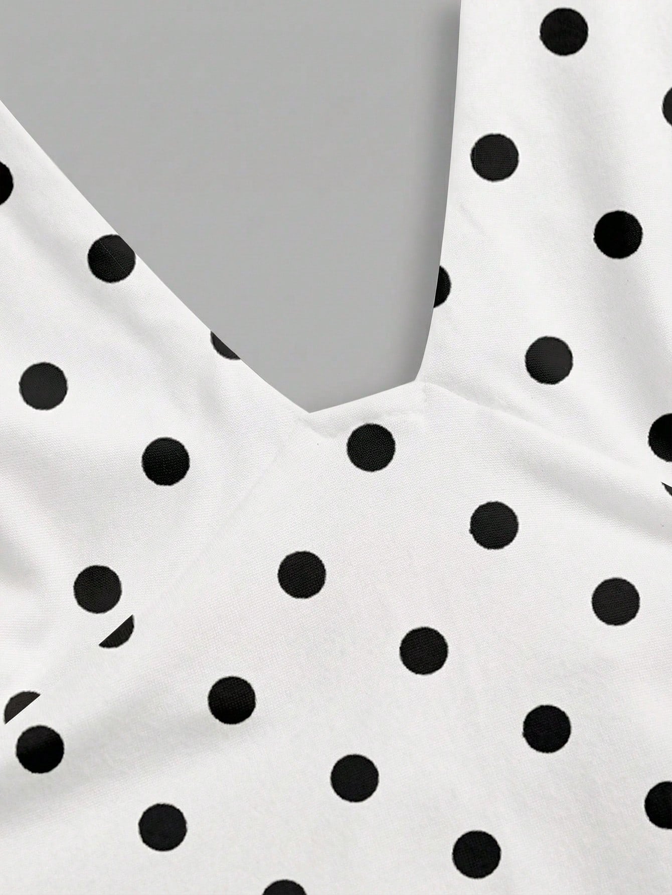 MainGRL Casual Minimalist White Halter Top Paired With Black Polka Dot Print Women Tank Top,Summer Top